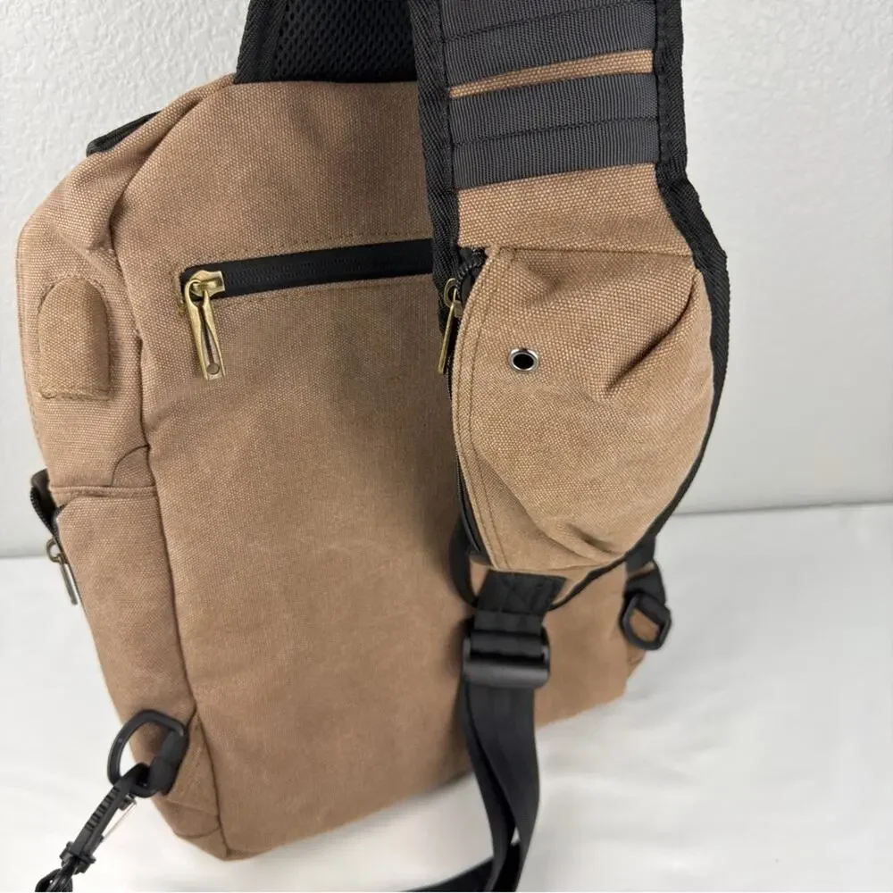 NWT Women’s Men's Sling Bag - Tan and Black Messenger bag
